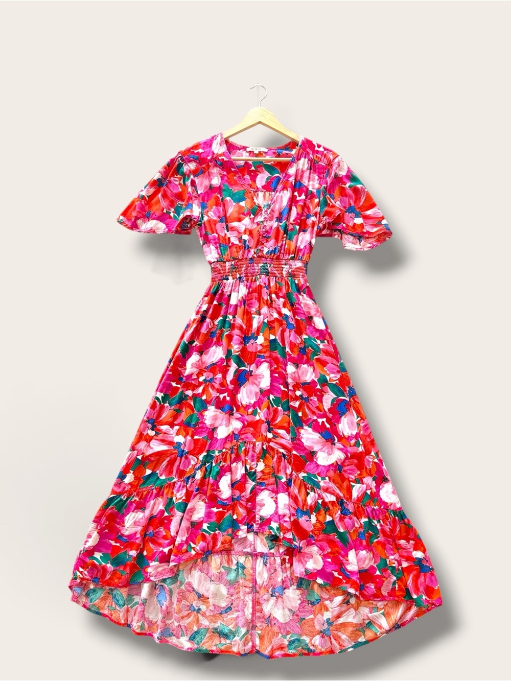Abel The Label Pink Floral Maxi Dress